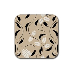 Folk Flowers Print Floral Pattern Ethnic Art Rubber Coaster (square) by Eskimos