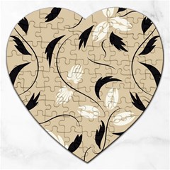 Folk Flowers Print Floral Pattern Ethnic Art Jigsaw Puzzle (heart) by Eskimos