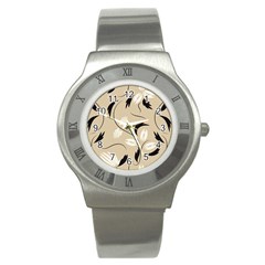 Folk Flowers Print Floral Pattern Ethnic Art Stainless Steel Watch by Eskimos