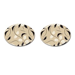 Folk Flowers Print Floral Pattern Ethnic Art Cufflinks (oval) by Eskimos