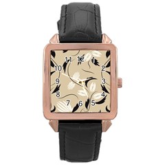 Folk Flowers Print Floral Pattern Ethnic Art Rose Gold Leather Watch  by Eskimos