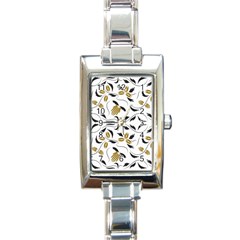 Folk Flowers Print Floral Pattern Ethnic Art Rectangle Italian Charm Watch by Eskimos