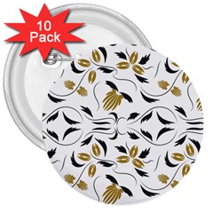 Folk Flowers Print Floral Pattern Ethnic Art 3  Buttons (10 Pack)  by Eskimos