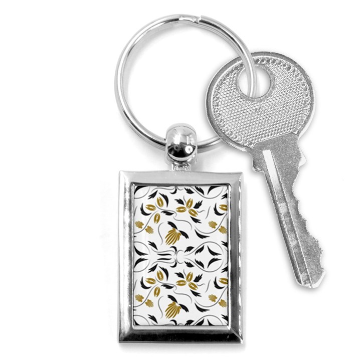 Folk flowers print Floral pattern Ethnic art Key Chain (Rectangle)