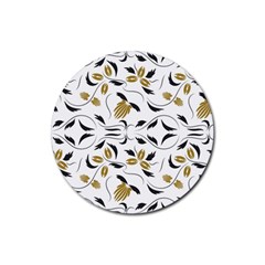 Folk Flowers Print Floral Pattern Ethnic Art Rubber Coaster (round) by Eskimos