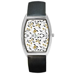 Folk Flowers Print Floral Pattern Ethnic Art Barrel Style Metal Watch