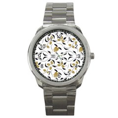 Folk Flowers Print Floral Pattern Ethnic Art Sport Metal Watch by Eskimos