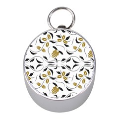 Folk Flowers Print Floral Pattern Ethnic Art Mini Silver Compasses by Eskimos