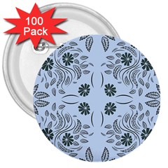 Folk Flowers Print Floral Pattern Ethnic Art 3  Buttons (100 Pack)  by Eskimos