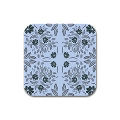 Folk Flowers Print Floral Pattern Ethnic Art Rubber Square Coaster (4 Pack) by Eskimos