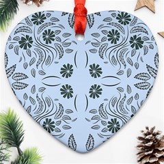 Folk Flowers Print Floral Pattern Ethnic Art Heart Ornament (two Sides) by Eskimos