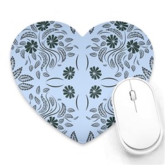 Folk Flowers Print Floral Pattern Ethnic Art Heart Mousepads by Eskimos