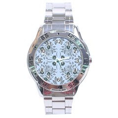 Folk Flowers Print Floral Pattern Ethnic Art Stainless Steel Analogue Watch by Eskimos