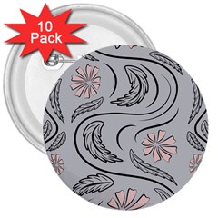 Folk Flowers Print Floral Pattern Ethnic Art 3  Buttons (10 Pack)  by Eskimos