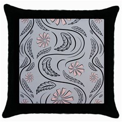 Folk Flowers Print Floral Pattern Ethnic Art Throw Pillow Case (black) by Eskimos