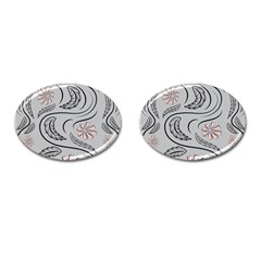 Folk Flowers Print Floral Pattern Ethnic Art Cufflinks (oval) by Eskimos