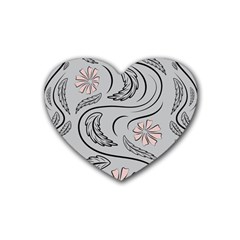 Folk Flowers Print Floral Pattern Ethnic Art Rubber Heart Coaster (4 Pack) by Eskimos