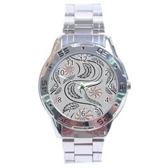 Folk Flowers Print Floral Pattern Ethnic Art Stainless Steel Analogue Watch by Eskimos