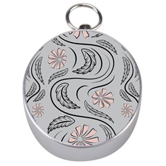 Folk Flowers Print Floral Pattern Ethnic Art Silver Compasses by Eskimos