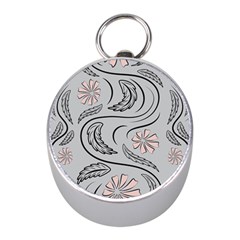 Folk Flowers Print Floral Pattern Ethnic Art Mini Silver Compasses by Eskimos