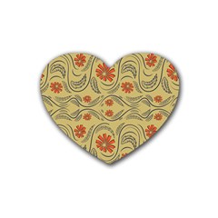 Folk Flowers Print Floral Pattern Ethnic Art Rubber Coaster (heart) by Eskimos