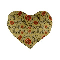 Folk Flowers Print Floral Pattern Ethnic Art Standard 16  Premium Heart Shape Cushions by Eskimos