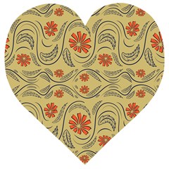 Folk Flowers Print Floral Pattern Ethnic Art Wooden Puzzle Heart by Eskimos