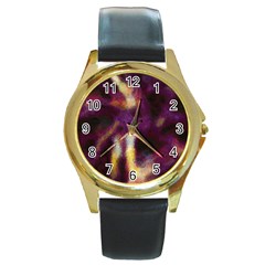 Requiem  Of The Purple Stars Round Gold Metal Watch by DimitriosArt