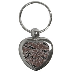 Brown And Black Abstract Vivid Texture Key Chain (heart) by dflcprintsclothing