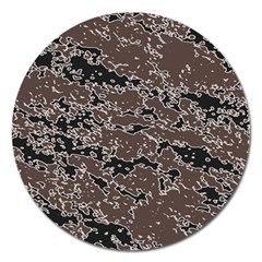 Brown And Black Abstract Vivid Texture Magnet 5  (round) by dflcprintsclothing