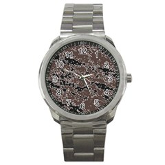 Brown And Black Abstract Vivid Texture Sport Metal Watch by dflcprintsclothing