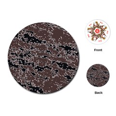 Brown And Black Abstract Vivid Texture Playing Cards Single Design (round) by dflcprintsclothing