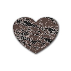 Brown And Black Abstract Vivid Texture Rubber Heart Coaster (4 Pack) by dflcprintsclothing