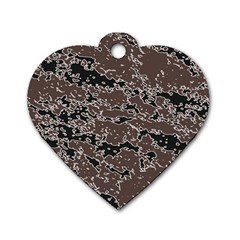 Brown And Black Abstract Vivid Texture Dog Tag Heart (two Sides) by dflcprintsclothing