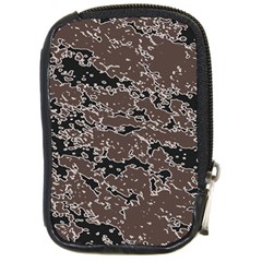 Brown And Black Abstract Vivid Texture Compact Camera Leather Case