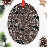 Brown And Black Abstract Vivid Texture Oval Filigree Ornament (Two Sides) Back