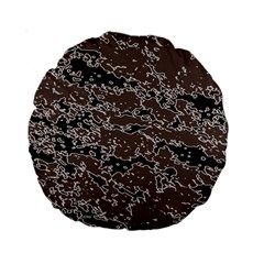 Brown And Black Abstract Vivid Texture Standard 15  Premium Round Cushions by dflcprintsclothing