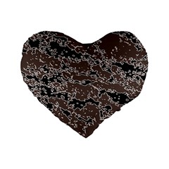 Brown And Black Abstract Vivid Texture Standard 16  Premium Heart Shape Cushions by dflcprintsclothing