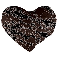 Brown And Black Abstract Vivid Texture Large 19  Premium Heart Shape Cushions by dflcprintsclothing