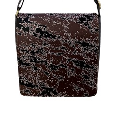 Brown And Black Abstract Vivid Texture Flap Closure Messenger Bag (l)