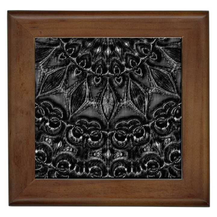 Charcoal Mandala Framed Tile