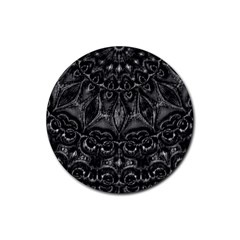 Charcoal Mandala Rubber Round Coaster (4 Pack) by MRNStudios