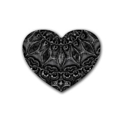 Charcoal Mandala Rubber Coaster (heart) by MRNStudios