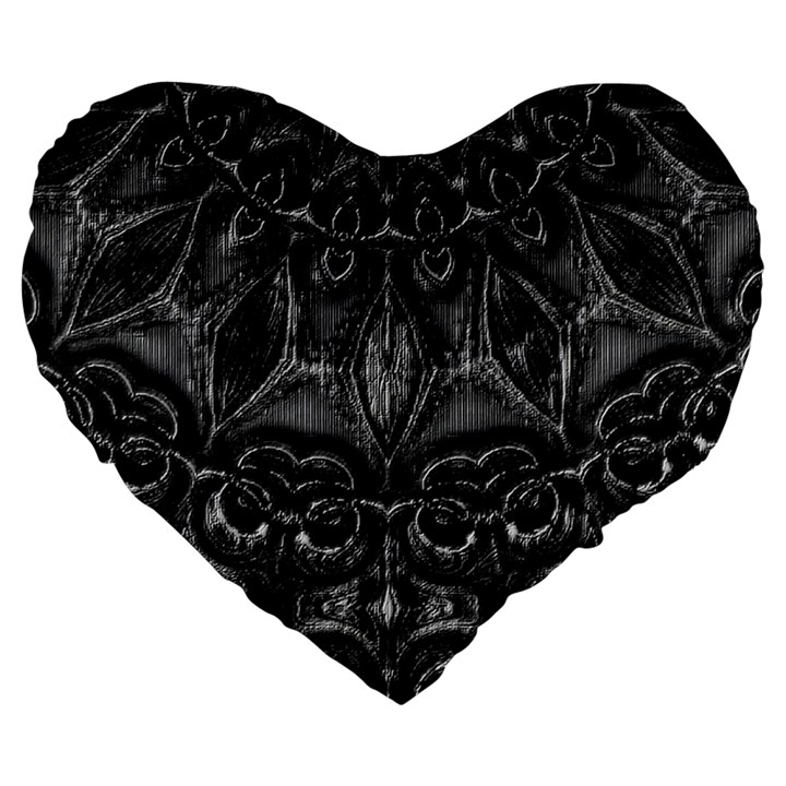 Charcoal Mandala Large 19  Premium Heart Shape Cushions