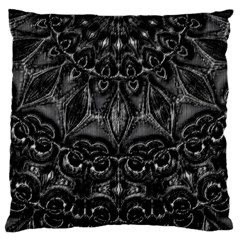 Charcoal Mandala Large Flano Cushion Case (one Side) by MRNStudios