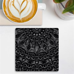 Charcoal Mandala Uv Print Square Tile Coaster  by MRNStudios