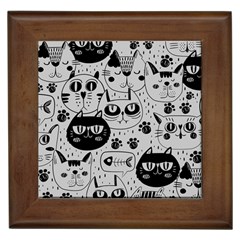 Black Outline Cat Heads Framed Tile by crcustomgifts