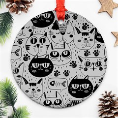 Black Outline Cat Heads Ornament (round) by crcustomgifts