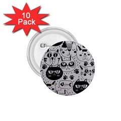 Black Outline Cat Heads 1 75  Buttons (10 Pack) by crcustomgifts