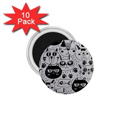 Black Outline Cat Heads 1 75  Magnets (10 Pack)  by crcustomgifts